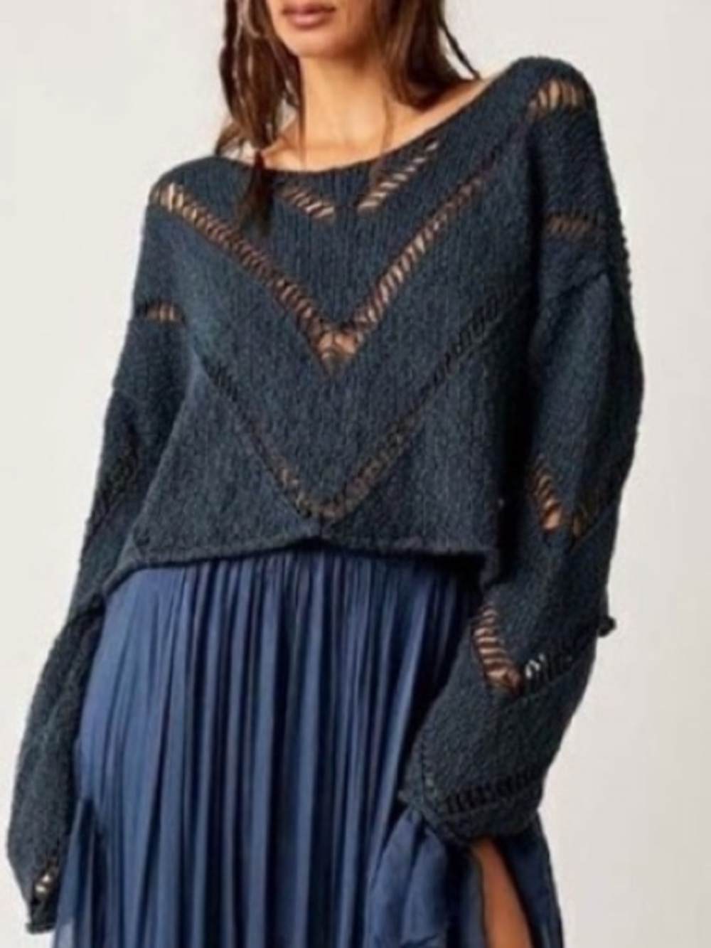 FREE PEOPLE - HAYLEY CROPPED
OPEN KNIT SWEATER